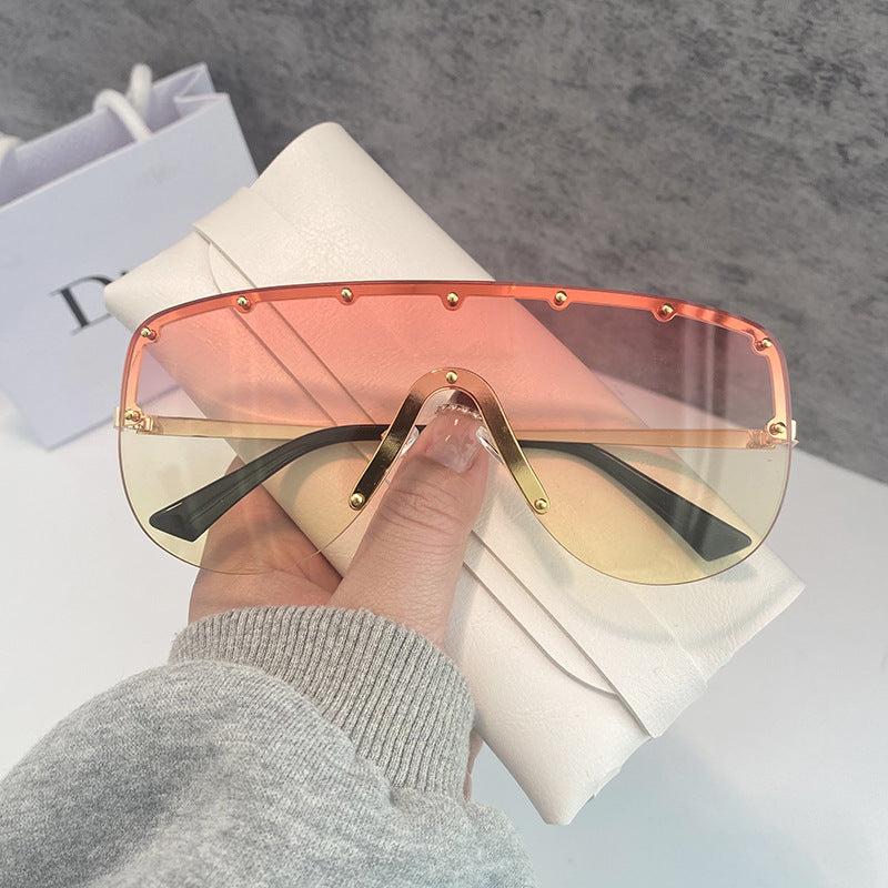 Wholesale PC All-in-one Big Frame Conjoined Frameless Unisex Same Style Sunglasses